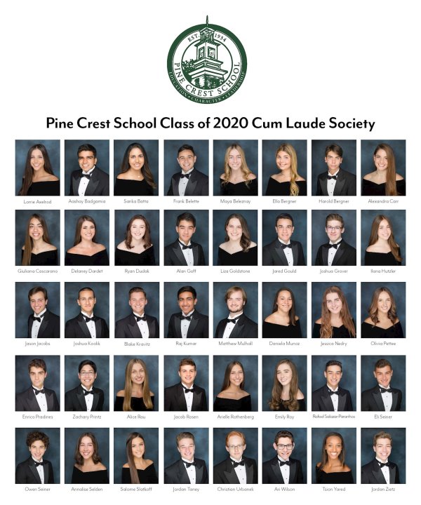 Pine Crest School Class of 2020 Students Inducted into Cum Laude Society